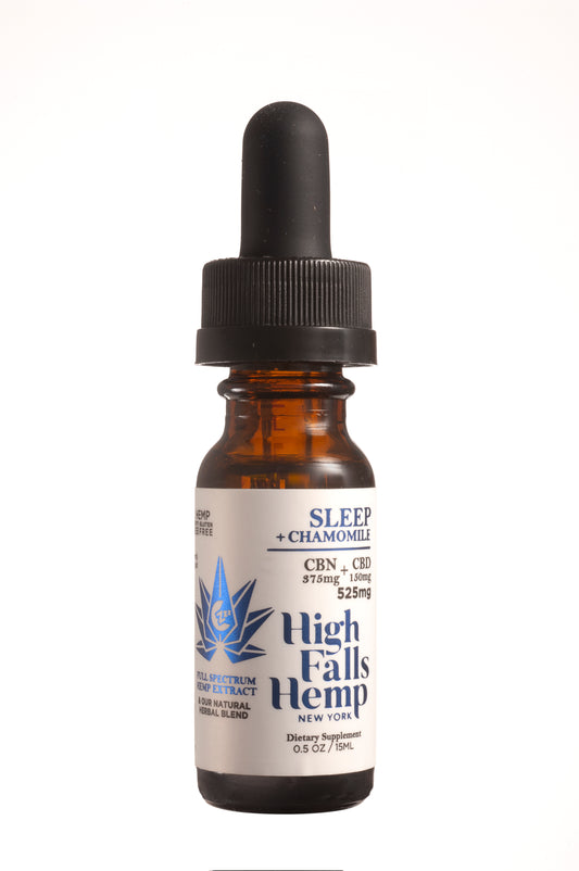 Sleep 525 mg CBN: 10mg CBN, 5.2 +Chamomile tincture made with full spectrum hemp extract +15ml /0.5 oz, 35 mg per ml
